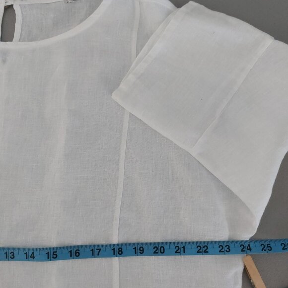 Viola Borghi White Linen Lagenlook Top Medium Oversized Minimalist Boxy Italian - Picture 8 of 13